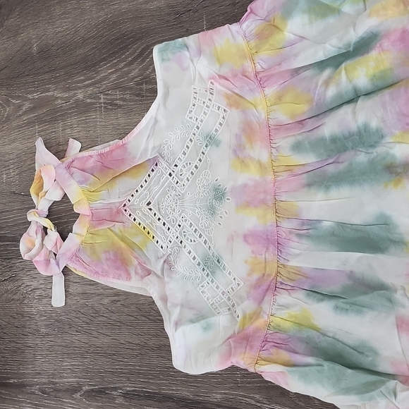 NEW!  UO Urban Outfitters Head in the Cloud Tie Dye Dress Pink Mint Yellow - Picture 4 of 14